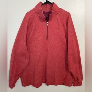 L.L.Bean Red/Rust Knit 1/4 Zip Long Sleeve‎ Shirt Gorpcore Stretch Mens XXL Tall